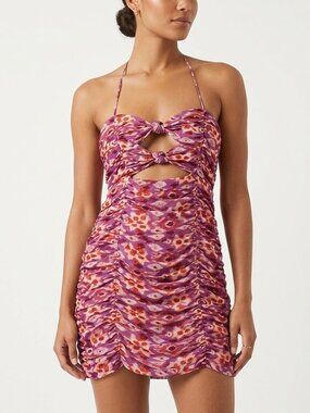 Zara Cut Out Ruched Chiffon Mini Party Dress NEW- Sz. Lrg